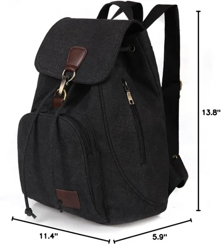 Miniatura 22 de Mochilas de lona a la moda, bolso casual para compras al aire libre, mochila deportiva, senderismo, viajes, bolsa multiusos, Café, Mochilas