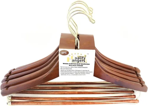 Miniatura 7 de Quality Hangers Perchas de madera hermosas y resistentes para trajes, perchas curvadas ideales para viajeros, perchas resistentes con barra