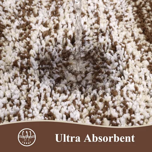 Miniatura 4 de Vaukki Juego de 5 alfombras de baño, antideslizantes, de microfibra peluda, absorbentes, lavables, para bañera