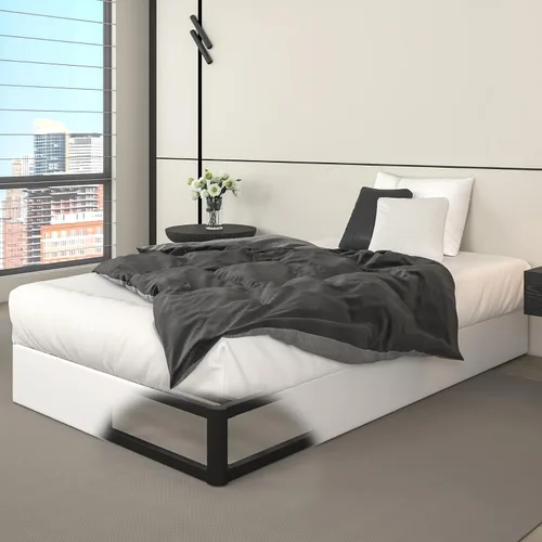Base de cama Twin Box Spring de 9 pulgadas de alto, 1500 libras de metal resistente con funda de tela, fácil montaje, silenciosa, sin ruido,