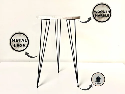 Miniatura 7 de Juego de 2 mesas auxiliares redondas de madera para sofá para espacios pequeños, mesita de noche con patas de metal para dormitorio, sala de estar