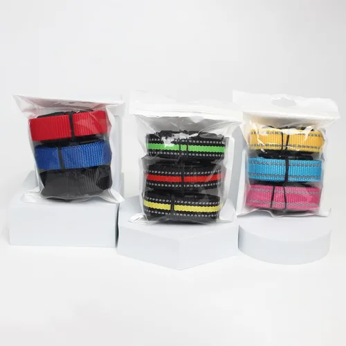 Miniatura 9 de PetJoy Paquete de 3 Collares para Perro - Hebilla de Liberación Rápida y Anillos en D - Multicolor Reflectante (R/A/V) - Ajustable de 8-27