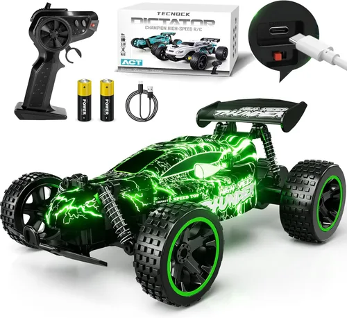 Miniatura 15 de Tecnock coches RC para niños, coche de control remoto para niños, 1:18 escala 20 KM/H 2WD buggy todo terreno, coche de carreras RC de 2.4GHz con Azul