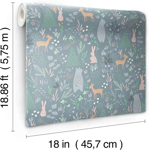Miniatura 5 de RoomMates RMK12121RL Green Spring Forest Pals - Papel tapiz para despegar y pegar