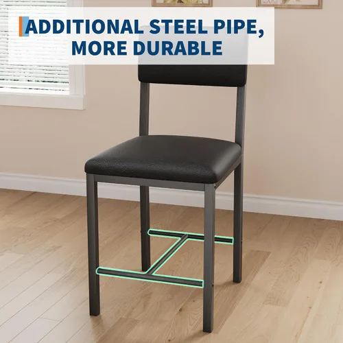 Miniatura 9 de GarveeHome Juego de mesa de comedor para 4, mesa de cocina con 2 sillas tapizadas y banco, juego de comedor de cocina de madera, para espacios