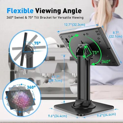 Miniatura 4 de AboveTEK Soporte antirrobo para quiosco para iPad – Soporte de seguridad para iPad POS y soporte para tableta con bloqueo – Base resistente, giro