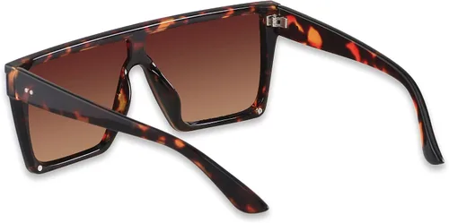 Miniatura 2 de LYZOIT Gafas de sol cuadradas de gran tamaño para mujeres y hombres, con parte superior plana, escudo de moda, protección UV grande, sin montura