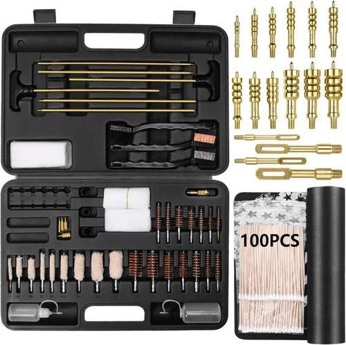iunio Kit de limpieza universal de pistola, con alfombrilla y funda, escobillas de latón completas, varillas y adaptadores, para todas las pistolas,