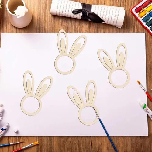 Miniatura 4 de 20 servilleteros de madera de Pascua con forma de conejito de madera en forma de oreja, servilleteros con forma de conejo, tarjetas de lugar