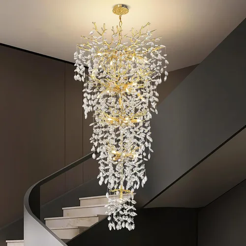 Miniatura 38 de YUYI Lámpara colgante de cristal de 8.3 pulgadas para isla de cocina, modernos candelabros de rama de árbol dorados, lámpara colgante redonda
