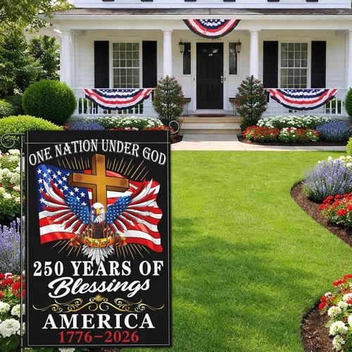 Miniatura 6 de Bandera de jardín de aniversario estadounidense del 250 aniversario del 250 aniversario, bandera patriótica del 4 de julio, banderas de jardín