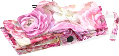 Miniatura 4 de Paraguas plegable auto abierto compacto sol lluvia paraguas rosa flores rosa para mujeres hombres niños viaje sombrilla sol protección UV viento