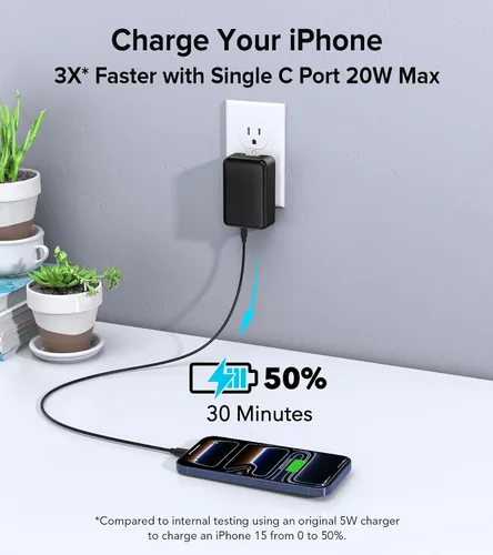 Miniatura 2 de Paquete de 2 bloques de carga USB C planos, 40 W, 4 puertos, cargador rápido de 20 W, bloque de carga tipo C, cargador de pared USB de 3.1 A, doble