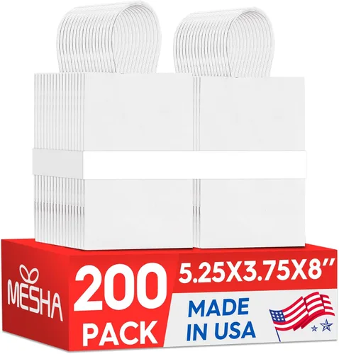 Miniatura 12 de Bolsas de regalo de papel kraft Mesha 200 unidades 5.25 x 3.75 x 8 pulgadas, pequeñas bolsas de papel negro con asas a granel para pequeñas