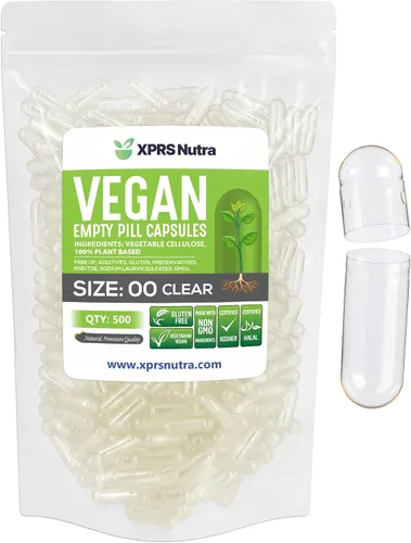 Miniatura 8 de XPRS Nutra Cápsulas vacías de tamaño 00 – 100 cápsulas veganas vacías – Pastillas vacías vegetarianas – Relleno de cápsulas vegetales DIY