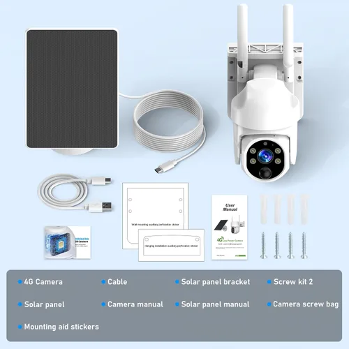 Miniatura 9 de Cámara de seguridad solar celular 4G LTE, cámara de seguridad celular inalámbrica con energía solar para exteriores con tarjeta SIM incorporada