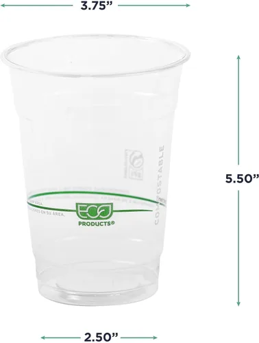 Miniatura 3 de ECO PRODUCTS GreenStripe - Vasos fríos transparentes de 16 onzas, vasos desechables de ácido poliláctico (PLA) a base de plantas para café helado