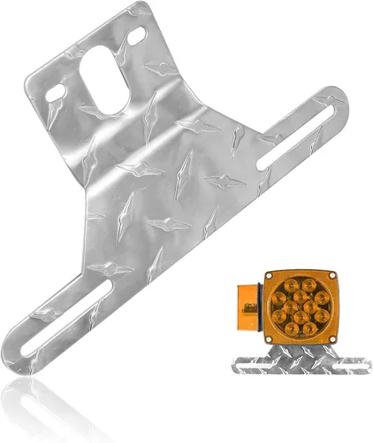 Miniatura 9 de Hoypeyfiy Soporte de luz para matrícula de remolque para camión, caravana, todoterreno, soporte de aluminio para matrícula (color negro, 1 unidad)