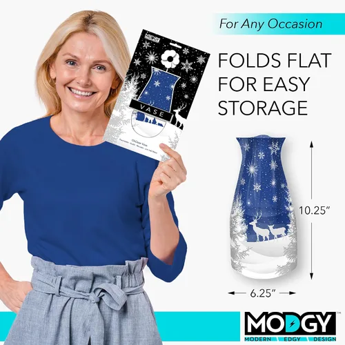 Miniatura 6 de MODGY Florero expandible, plástico decorativo moderno plegable impreso jarrones para centros de mesa para bodas, mesa de comedor, decoración