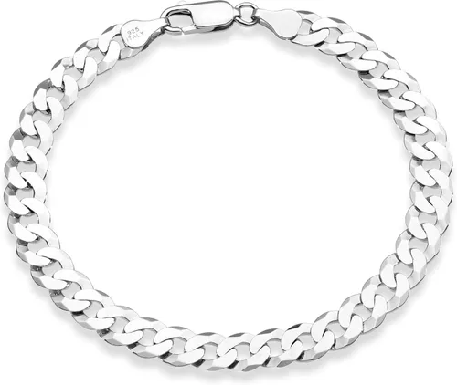 Miabella Pulsera de plata de ley 925 italiana de 0.276 in de corte de diamante sólido de eslabones cubanos para hombres y mujeres, fabricada en