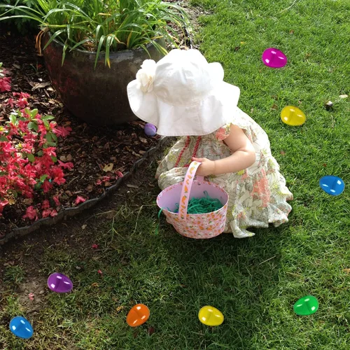 Miniatura 7 de Huevos de Pascua de plástico sorpresa juguetes ciegos bolsas de colores surtidos brillantes y vacíos, cestas de manualidades para juegos de caza