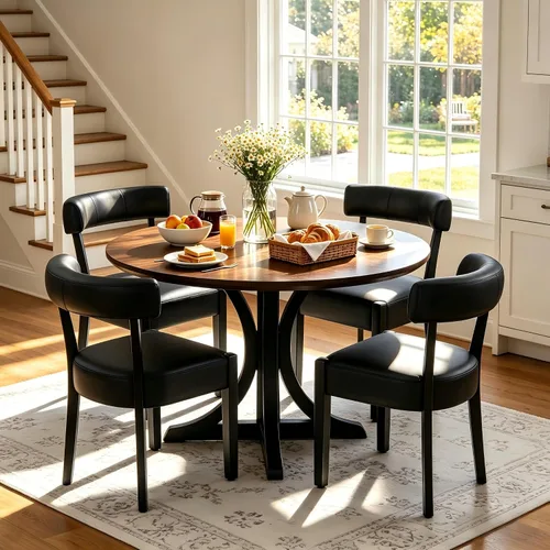 Miniatura 22 de RNKSFX Juego de 2 sillas de comedor modernas de piel sintética tapizadas para cocina y comedor, sillas modernas de madera de mediados de siglo, Beige