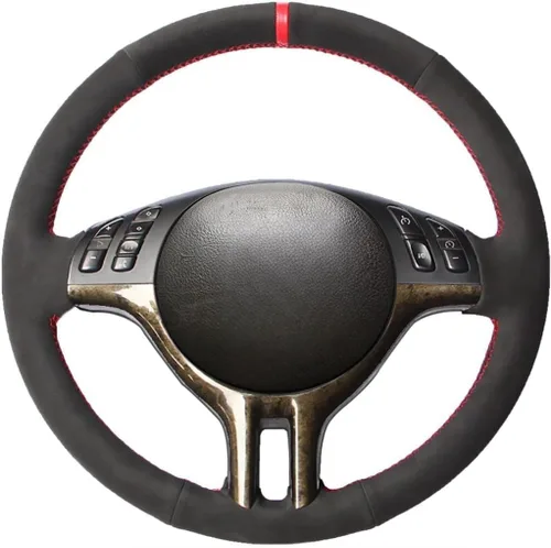 Miniatura 5 de MEWANT Funda de volante de cuero genuino para BMW Serie 3 E46 E46 X5 E53 DIY Protector de volante