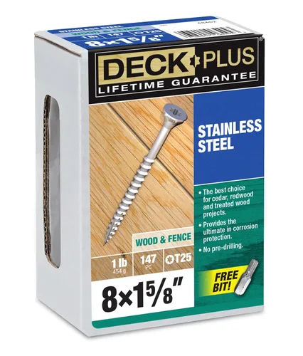 Miniatura 31 de Deck Plus Tornillos para Madera Exterior y Cercas con Revestimiento Epoxi de 2-1/2 Pulgadas #10 x 2-1/2" Torx/Star Drive Incluido Rosca Gruesa, Verde
