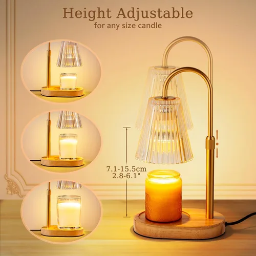 Miniatura 5 de Lámpara calentadora de velas con temporizador, velas eléctricas, calentadores de cera, lámparas de vidrio para tarros, quemador, altura ajustable