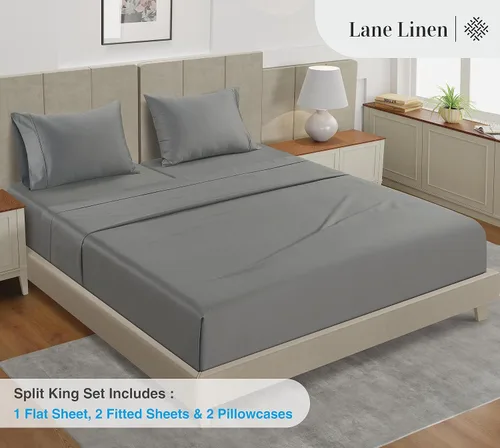 Miniatura 3 de LANE LINEN - Juegos de sábanas tamaño Split King para cama ajustable, 100% algodón, sábanas de calidad prémium de hotel de 450 hilos, suaves y 03