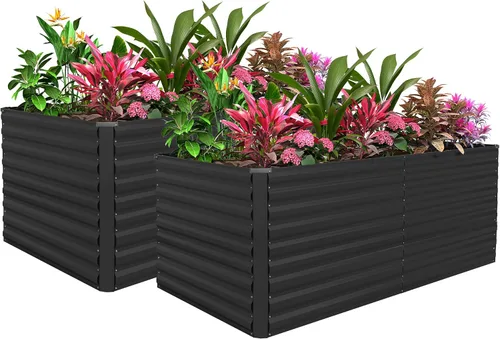 Miniatura 24 de Cama de jardín elevada con enrejado de arco para plantas trepadoras, cama de jardín elevada galvanizada, jardineras al aire libre para verduras
