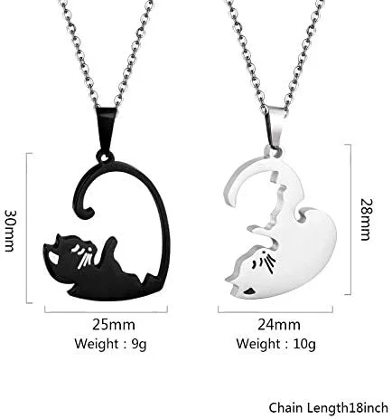 Miniatura 6 de Regalo de aniversario de Navidad para amigos, marido, esposa, collar de amistad de gato para 2 niñas y niños, collares a juego para mejores amigos