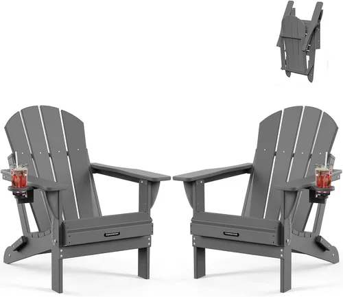 Miniatura 22 de MUCHENGHY Sillas Adirondack plegables, sillas de patio, sillas de césped, silla para exteriores, silla Adirondack de plástico, hoguera, resistente a