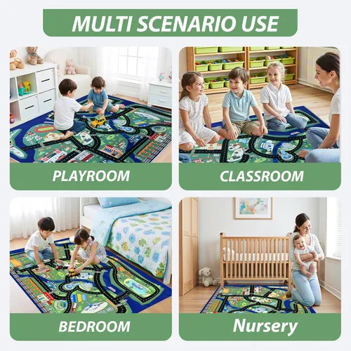 Miniatura 3 de Alfombra de juego para niños, autos de juguete, alfombra antideslizante y lavable a máquina, alfombra de juego educativo para niños y niñas, regalo