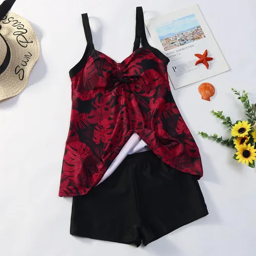 Miniatura 5 de Traje de baño tankini de talla grande para mujer, brasier acolchado push-up con relleno, conjunto de bikini para traje de baño, ropa de playa