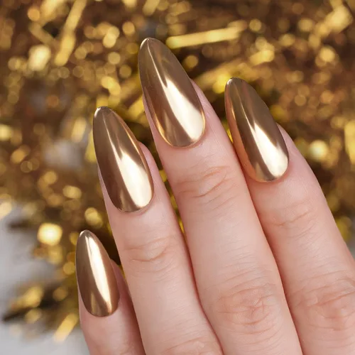 Miniatura 5 de Pretty Diva Polvo Cromado para Uñas - Polvos Cromados para Uñas con Efecto Espejo Dorado Champán, Polvo Cromado Metálico Resaltador para Arte