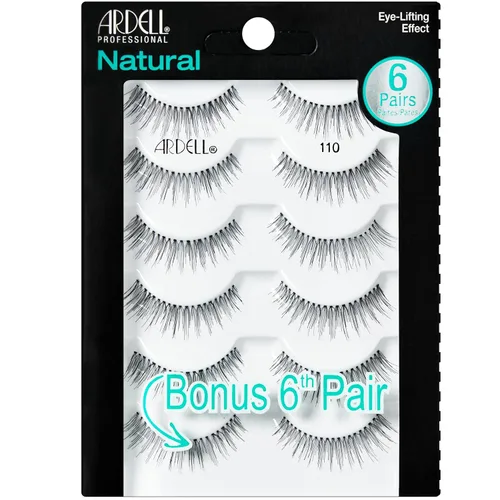 Ardell Pestañas postizas naturales 110 negras, 1 paquete (5 pares por paquete)
