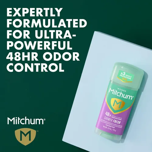 Miniatura 17 de Mitchum Gel antitranspirante y desodorante para mujer con triple protección contra olores, polvo fresco, protección 48 horas, 2.25 onzas