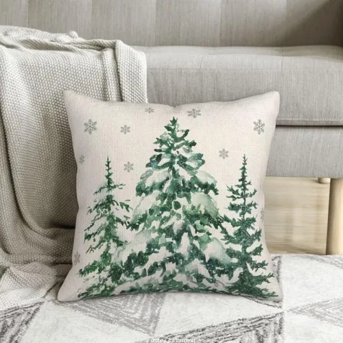 Miniatura 7 de Fundas de almohada de Navidad de 16 x 16 pulgadas, juego de 2 fundas de almohada verdes para decoración de árboles de Navidad, fundas de almohada