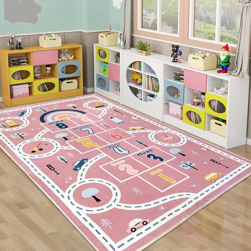Alfombra de juego para niños, alfombra de automóvil de Hopscotch de 5 x 8 pies, extra grande para dormitorio de niñas, aula, aprendizaje educativo,
