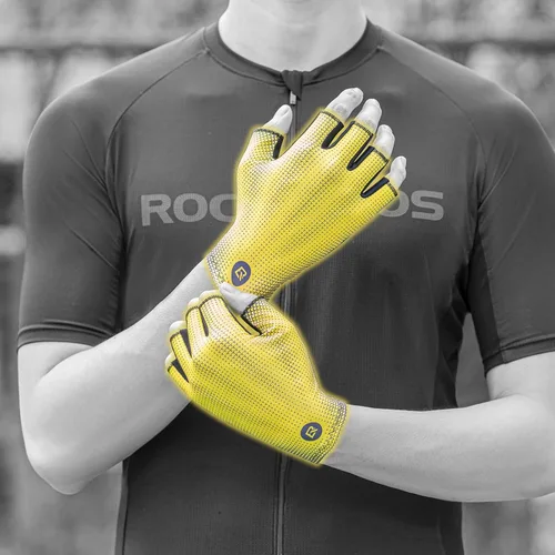 Miniatura 5 de ROCKBROS Guantes de ciclismo de medio dedo para hombre, antideslizantes, ligeros, transpirables, para bicicleta de carretera, MTB, ciclismo, guantes