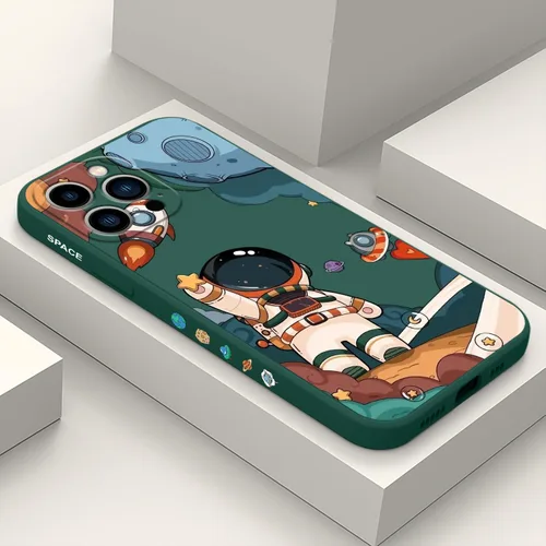 Miniatura 15 de LEECG Funda para iPhone 13 con diseño de mariposas y flores, diseño de astronauta, funda de teléfono con forro de microfibra suave, funda delgada