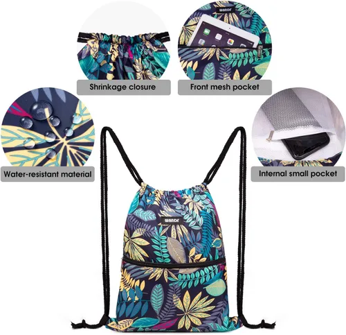 Miniatura 3 de WANDF - Mochila de nailon con cordón, resistente al agua, para gimnasio, compras, deporte, yoga