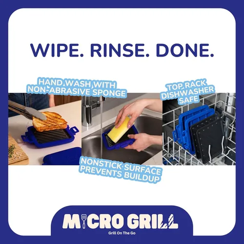 Miniatura 6 de Sandwichera clásica para microondas, parrilla para microondas, tostadora, sándwiches de queso a la parrilla de 3 minutos, cubierta de silicona Azul