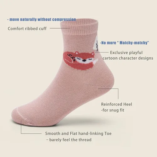Miniatura 49 de Aisyee Calcetines de algodón para niños, calcetines sin costuras para niños, calcetines coloridos de cuarto de punto, paquete de 6