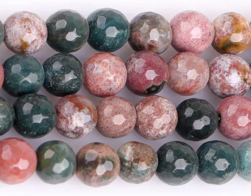 Miniatura 3 de JOE FOREMAN Piedras preciosas naturales de 0.236 in, jaspe oceánico, cuentas sueltas redondas facetadas para hacer joyas, pulseras de 15.0 in