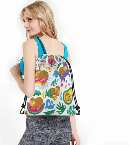 Miniatura 4 de Beabes Llama Rosa Animal Cordón Bolsas Mochila Bolsa Gimnasio Saco Cordón Bolsa, Multi-a22, Mochilas de viaje