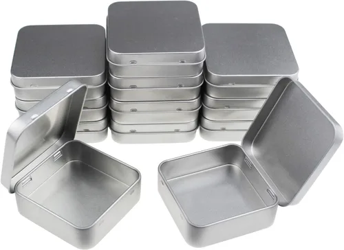 Miniatura 9 de Goodma 12 latas cuadradas de metal vacías para el hogar, mini caja organizadora con tapa con bisagras, 2.76 x 2.76 x 0.79 pulgadas (negro)