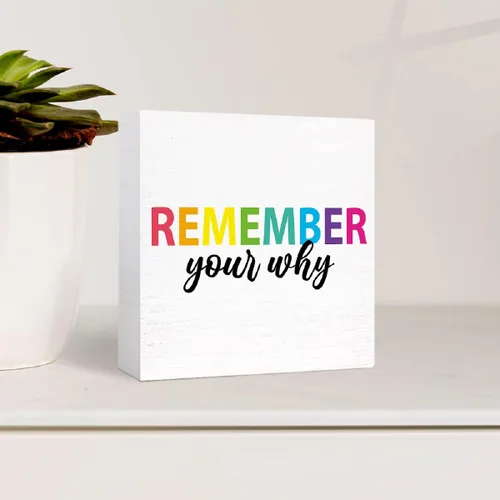 Miniatura 3 de Letrero inspirador de madera con texto en inglés "Remember Your Whed", con cita motivacional, decoración de escritorio para el hogar, oficina