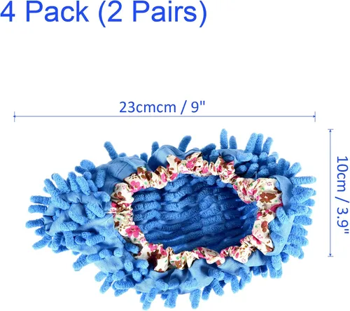 Miniatura 3 de M METERXITY 2 pares de fundas lavables de limpieza para zapatos, polvo de limpieza de suelos, pantuflas de microfibra de chenilla, para mopa de Azul